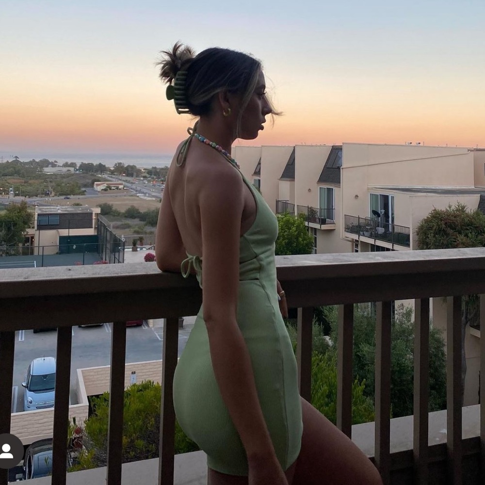 hello molly light green halter mini dress